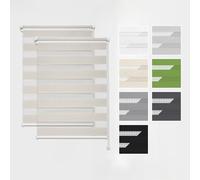 Estika Store Enrouleur Jour Nuit Klemmfix sans perçage, 2 pièces dans Le Set - 60 x 150 cm - Crème - Store à enroulement, Double Tissu, pour fenêtres intérieures, Store Duo