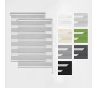 Estika Store Enrouleur Jour Nuit Klemmfix sans perçage, 2 pièces dans Le Set - 60 x 150 cm - Gris Clair - Store à enroulement, Double Tissu, pour fenêtres intérieures, Store Duo