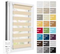 Estika Store Enrouleur Jour Nuit Klemmfix sans perçage - Largeur au Choix Tous Les 1 cm - 33 x 150 cm - Beige - Store à enroulement, Double Tissu, pour fenêtres intérieures