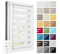 Estika Store Enrouleur Jour Nuit Klemmfix sans perçage - Largeur au Choix Tous Les 1 cm - 33 x 150 cm - Blanc - Store à enroulement, Double Tissu, pour fenêtres intérieures