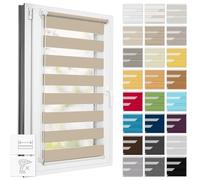 Estika Store Enrouleur Jour Nuit Klemmfix sans perçage - Largeur au Choix Tous Les 1 cm - 42 x 150 cm - Plage de Sable - Store à enroulement, Double Tissu, pour fenêtres intérieures