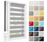 Estika Store Enrouleur Jour Nuit Klemmfix sans perçage - Largeur au Choix Tous Les 1 cm - 58 x 150 cm - Gris - Store à enroulement, Double Tissu, pour fenêtres intérieures