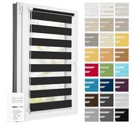 Estika Store Enrouleur Jour Nuit Klemmfix sans perçage - Largeur au Choix Tous Les 1 cm - 65 x 150 cm - Noir - Store à enroulement, Double Tissu, pour fenêtres intérieures