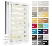 Estika Store Enrouleur Jour Nuit Klemmfix sans perçage - Largeur au Choix Tous Les 1 cm - 72 x 150 cm - Crème - Store à enroulement, Double Tissu, pour fenêtres intérieures