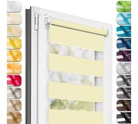 Estika Store Enrouleur Jour Nuit sans perçage - Jaune Pastel - 55 x 220 cm - Store à enroulement, Double Tissu, pour fenêtres intérieures, Protection Contre Le Soleil