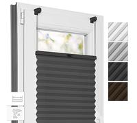 Estika Store Plissé Klemmfix, Couleur Unie - Anthracite - 40 x 100 cm, Fixation sans perçage avec Pinces résistantes, Store pour fenêtre Facile à Installer
