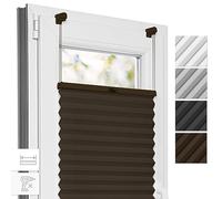 Estika Store Plissé Klemmfix, Couleur Unie - Marron - 80 x 200 cm, Fixation sans perçage avec Pinces résistantes, Store pour fenêtre Facile à Installer