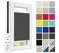 Estika Store plissé sans perçage, sur Mesure -115 x 230 cm - Anthracite - Store plissé à Coller, occultant, Thermique, pour fenêtres, sans percer, avec kit de Montage