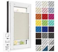 Estika Store plissé sans perçage, sur Mesure - 65 x 200 cm - Ivoire - Store plissé à Coller, pour fenêtres, sans percer, avec kit de Montage