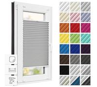 Estika Store plissé sans perçage, sur Mesure - 80 x 200 cm - Gris Clair - Store plissé à Coller, pour fenêtres, sans percer, avec kit de Montage