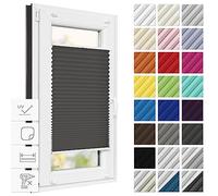 Estika Store plissé sans perçage, sur Mesure -85 x 50 cm - BO_Graphite - Store plissé à Coller, occultant, Thermique, pour fenêtres, sans percer, avec kit de Montage