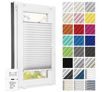 Estika Store plissé sans percer, sur Mesure - 100 x 200 cm - Blanc - Store plissé sans perçage, pour fenêtres, avec kit de Montage