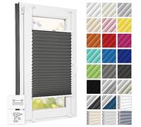 Estika Store plissé sans percer, sur Mesure - 40 x 100 cm - Anthracite - Store plissé sans perçage, pour fenêtres, avec kit de Montage