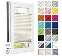 Estika Store plissé sans percer, sur Mesure - 65 x 230 cm - Ivoire - Store plissé sans perçage, pour fenêtres, avec kit de Montage