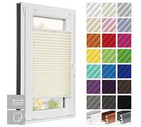 Estika Stores plissés sur Mesure - 23 Couleurs, Largeur 30-129 cm, Hauteur 50-149 cm - Stores plissés sans percer Le Cadre de la fenêtre, Stores d'intérieur