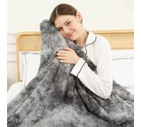 ESTINGO Plaid Chauffant 180x130cm, 6 Niveaux de Chaleur, Minuterie 10h, Arrêt Automatique, Lavable en Machine - Indispensable pour l'Hiver, Idéal pour Adultes et Seniors, Bureau et Canapé, Gris-Noir