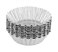 Estink 10 Pièces Mini Moule à Tarte aux Oeufs, 70mm Moule à Quiche Moules à Tartelettes Cuisson Moules en Métal Antiadhésif et Réutilisable pour Desserts, Muffins, Cupcake Gâteau, Pudding Argent