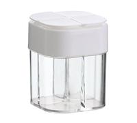 Estink Boîte d'assaisonnement Multifonctionnelle à 4 Compartiments Récipient de Rangement d'épices Portable, Conception de Couvercle à la Main, Boîte 'assaisonnement Claire Scellée pour la (WHITE)