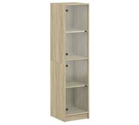 ESTINK® Buffet bas contemporain - Armoire Polyvalent - pour Cuisine/Salon - avec portes en verre chêne sonoma 35x37x142 cm - @@1351
