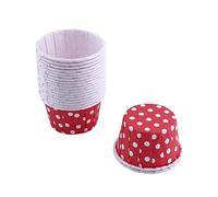 Estink Caissettes à Gâteau en Papier, 100 Pièces, 7 Couleurs Assorties avec Points d'Onde Rouge, pour Pâtisserie