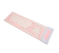 Estink Clavier en Silicone 103 Touches, Clavier Silencieux en Silicone Souple USB sans Fil 2,4 G, étanche et Antipoussière, Pliable, Bonne Résilience Tactile, Peut être utilisé pour Les (Rose)
