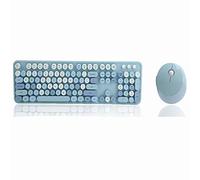 Estink Clavier et Souris sans Fil, Ensemble Clavier et Souris sans Fil 2.4Ghz 104 Touches, Style Rétro de Machine à écrire, Design High-Key, Clavier Mignon de Bureau pour Ordinateur(Bleu)
