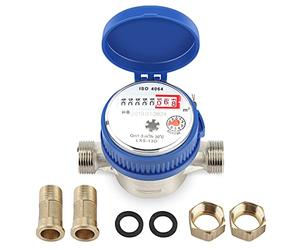 Estink Compteur d'Eau Mécanique pour Maison et Jardin, 1.5m3/h, 15mm, 1/2 Pouce, Température 0-40°C