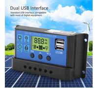 ESTINK contrôleur de charge solaire 12 V PWM 12V 24V Dual USB Régulateur de contrôleur de charge de panneau solaire Affichage LCD