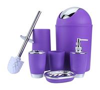 Estink Ensemble d'Accessoires de Salle de Bain 6 Pièces, Violet, avec Porte-Brosse à Dents, Porte-Savon, Distributeur de Savon, Brosse de Toilette