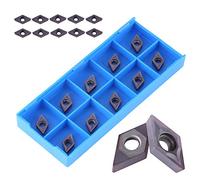Estink Inserts en Carbure CNC, 10 Embouts en Carbure Insère Un Coupe-Lame Haute Efficacité DCMT0702 EM YBC205 Outil de Tournage de Tour avec Boîte