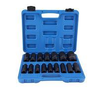 Estink Jeu de Douilles à Choc Hexagonales, 16 Pièces, Kit de Réparation 1/2 Pouce avec Embouts 6 Pans, 10-32mm