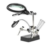 Estink Loupe de Lecture avec Éclairage LED, Grossissement 2,5x/7,5x/10x, Support de Pince Noir, pour Soudure Électronique, Fabrication de Modèles, Observation Biologique