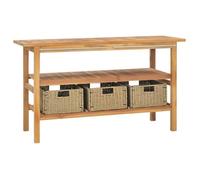 ESTINK Meuble de salle de bain avec 3 paniers Teck solide 132x45x75 cm