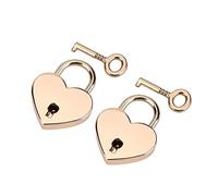 Estink Mini Cadenas en Métal en Forme de Cœur avec Clé, Or Rose, 2 Pièces, pour Boîte à Bijoux, Agenda, Livre