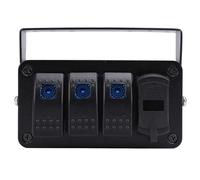 Estink Panneau d'interrupteur à Bascule à 3 Gangs étanche avec PD Type C et QC3.0 Chargeur USB pour les Bateaux de Camions RVS de Voiture, Conception d'alliage en Aluminium (lumière bleue)