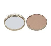 Estink Plateau de vanité Miroir Gold Bac à vanité en Miroir, Plateau Cosmétique de Ronde, Organisateur de Maquillage de Charme Rétro avec Côtés Géométriques, de Parfum de Bijoux en Métal Durable,