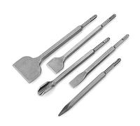 Estink Set de 5 Burins SDS Plus, 3 Burins Plats, 1 Burin Pointu, 1 Burin Rainuré pour Marteaux Perforateurs