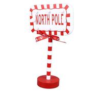 Estink Vintage LED Santa Stop Here Topper Tree avec Conception de Motifs Créatifs, Détails Exquis pour l'atmosphère Festive, Métal et Bois Massif du Père Noël Stop Ici Décoration pour Affichage de