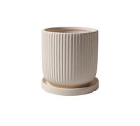 ESTINTENG Argile cuite unie rayée en relief avec pots de fleurs perforés pour l'absorption de l'eau, la respirabilité et les plantes succulentes en pot - Palettes de soutien - Grande taille - 17 x 17