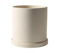 ESTINTENG Pot de fleurs uni en céramique, respirant, perforé, tube droit en céramique, pour plantes succulentes, pot de fleurs en pot - Tube droit au feu uni (avec plateau) - Grande taille