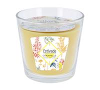 ESTIVADE-Bougie 3 mèches jaune à la citronnelle dans verre Estivade - diamètre 13,5 x H 12,5 cm