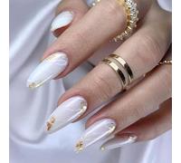 Estoc Scintillate Hoofs Bicolore Caps Minces Adhérence Respirante pour un Usage Quotidien et les Fêtes Rétention Permanente Brillante Ligne Blanche Faux Ongles