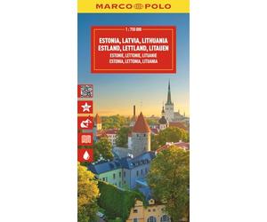 Estonia, Latvia, Lithuania Marco Polo Map: The Baltic States