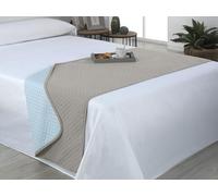 Estoralis - AVA | Chemins de lit Doux et Soyeux | Tissu matelassé réversible | Beige/Bleu Ciel | pour lit de 80/90 cm. (60 x 160 cm.) Couvre-lit de Couleur contrastée.