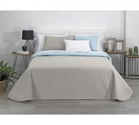 Estoralis - AVA | Couvre lit matelassé Doux et léger | Tissu matelassé réversible | Beige/Bleu Ciel | pour lit de 140/150/160 cm. (250 x 270 cm. (Largeur par Hauteur) pour Toutes Les Saisons
