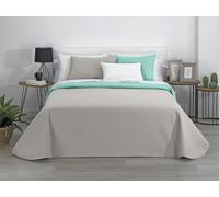 Estoralis - AVA | Couvre lit matelassé Doux et léger | Tissu matelassé réversible | Beige/Turquoise | pour lit de 180 cm. (270 x 270 cm. (Largeur par Hauteur) pour Toutes Les Saisons