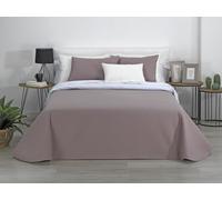 Estoralis - AVA | Couvre lit matelassé Doux et léger | Tissu matelassé réversible | Blanc/Taupe | pour lit de 180 cm. (270 x 270 cm. (Largeur par Hauteur) pour Toutes Les Saisons