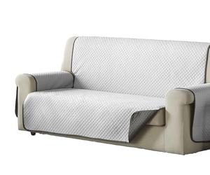 Estoralis | AVA | Housse de canapé au Design Moderne| Tissu matelassé réversible | Blanc/Taupe | pour Fauteuil ou Relax 1 Place | Taille du Tissu 55 x 220 cm (Largeur par Hauteur)
