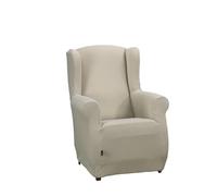 Estoralis | Sumatra | Housse de Chaise à Oreilles | Tissu Super élastique C/ 01 Naturel | pour Fauteuil à Oreilles de 70 à 110 cm. | Protecteur de qualité | Adaptable à Tous Types de bergères
