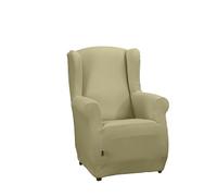 Estoralis | Sumatra | Housse de Chaise à Oreilles | Tissu Super élastique C/ 02 Crème | pour Fauteuil à Oreilles de 70 à 110 cm. | Protecteur de qualité | Adaptable à Tous Types de bergères